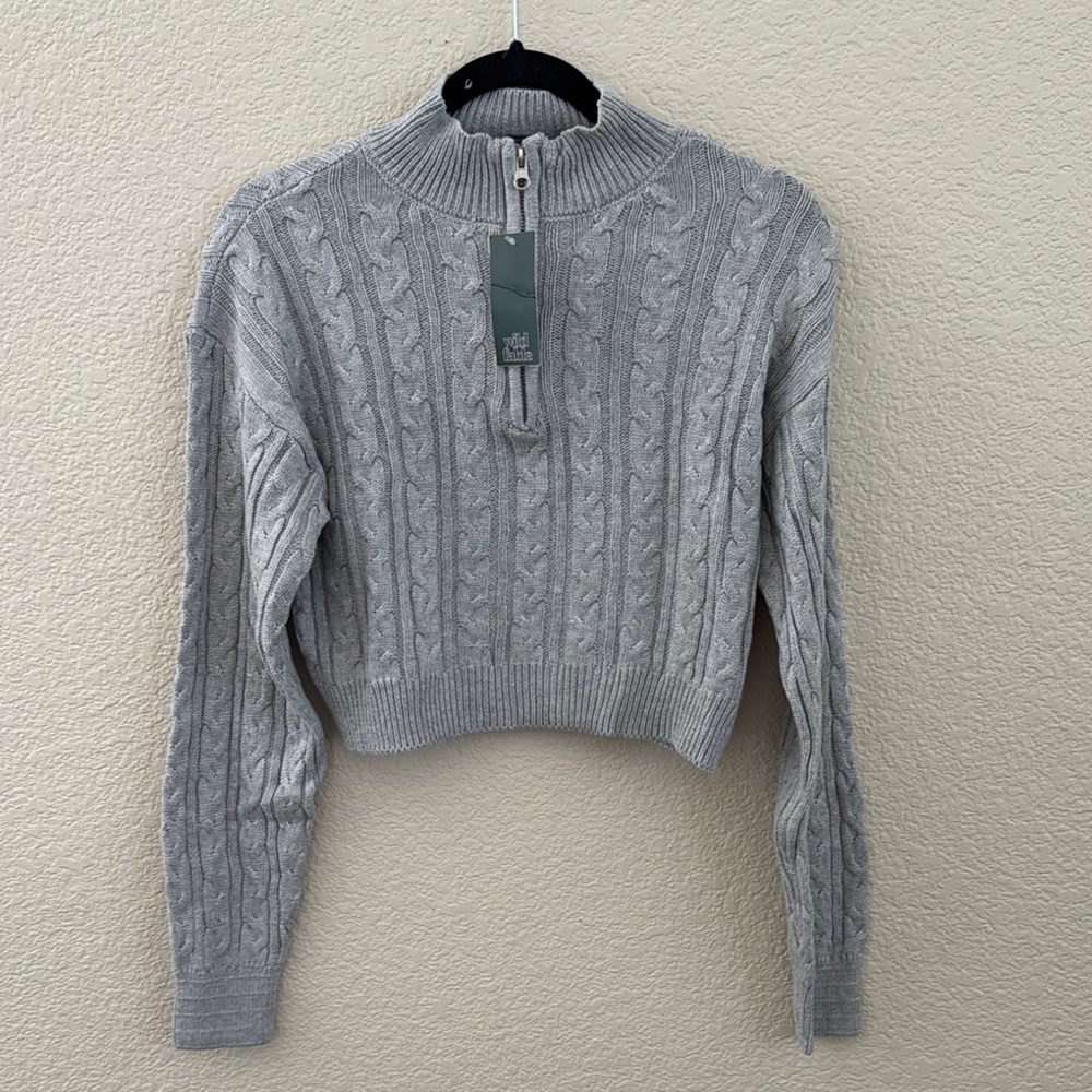 Wild Fable Gray Cowl Neck Cable Knit Sweater